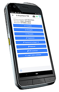 Smartphone mit der App fürs Toolmanagement in der Anzeige